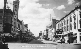 Streetscape of Second St, Reno, including the Club Cal Neva